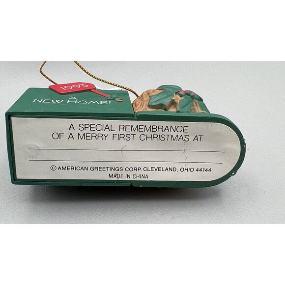 American Greeting Card Ornament A New Nest Red Birds Green 1993 2 ins. China - Picture 6 of 6